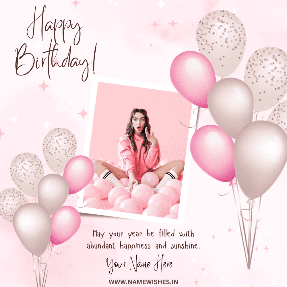 Birthday wish card with your name and photo greeting online