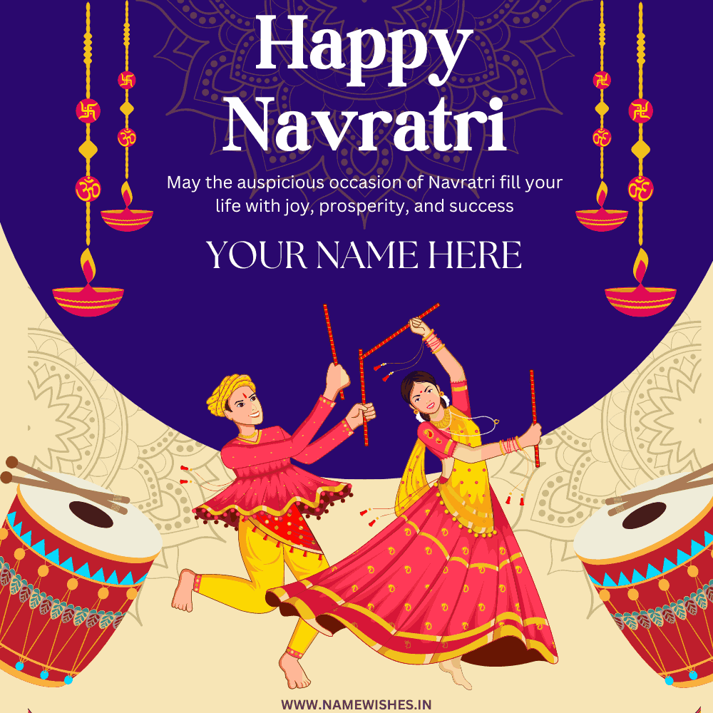 Happy Navratri Status Image With Customize Name 2024