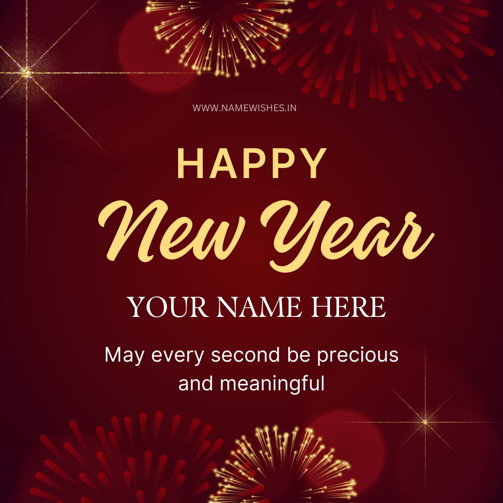 Happy New Year Wishing Card with Your Name Online Free