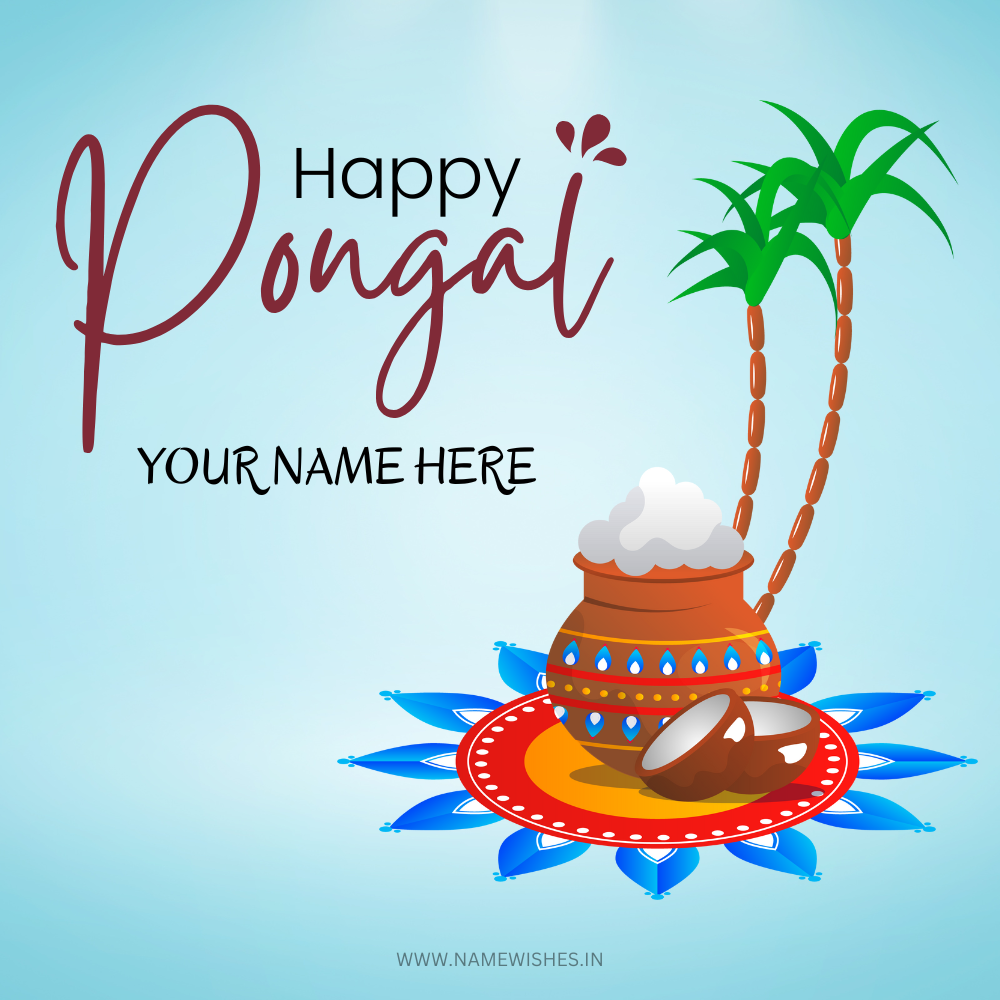 Send Your Love with Pongal Greeting Cards With Your Name Online