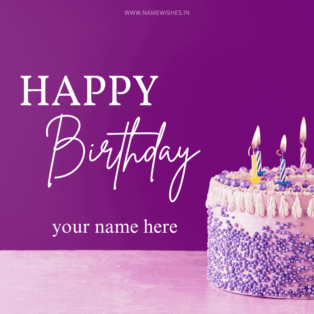 Birthday Card With Cake & Your Name – Free & Customizable