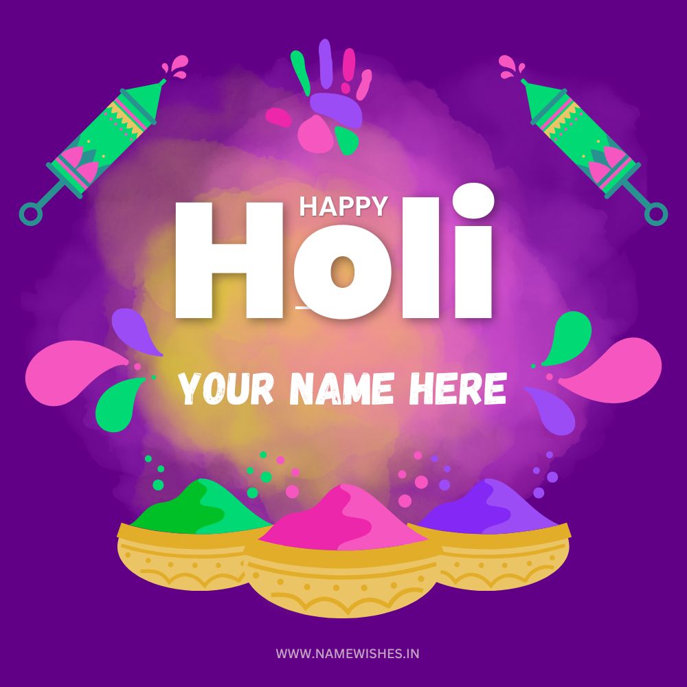 holi wishes card with name