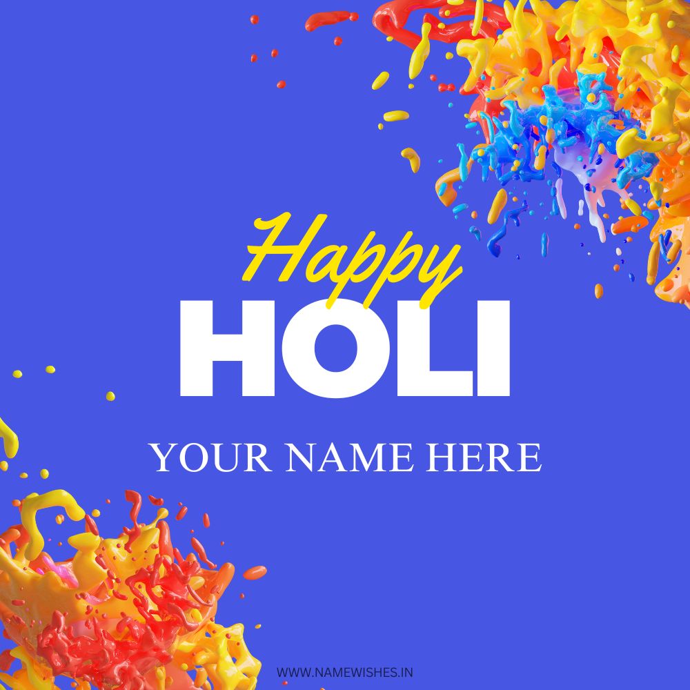 holi wishes card with name