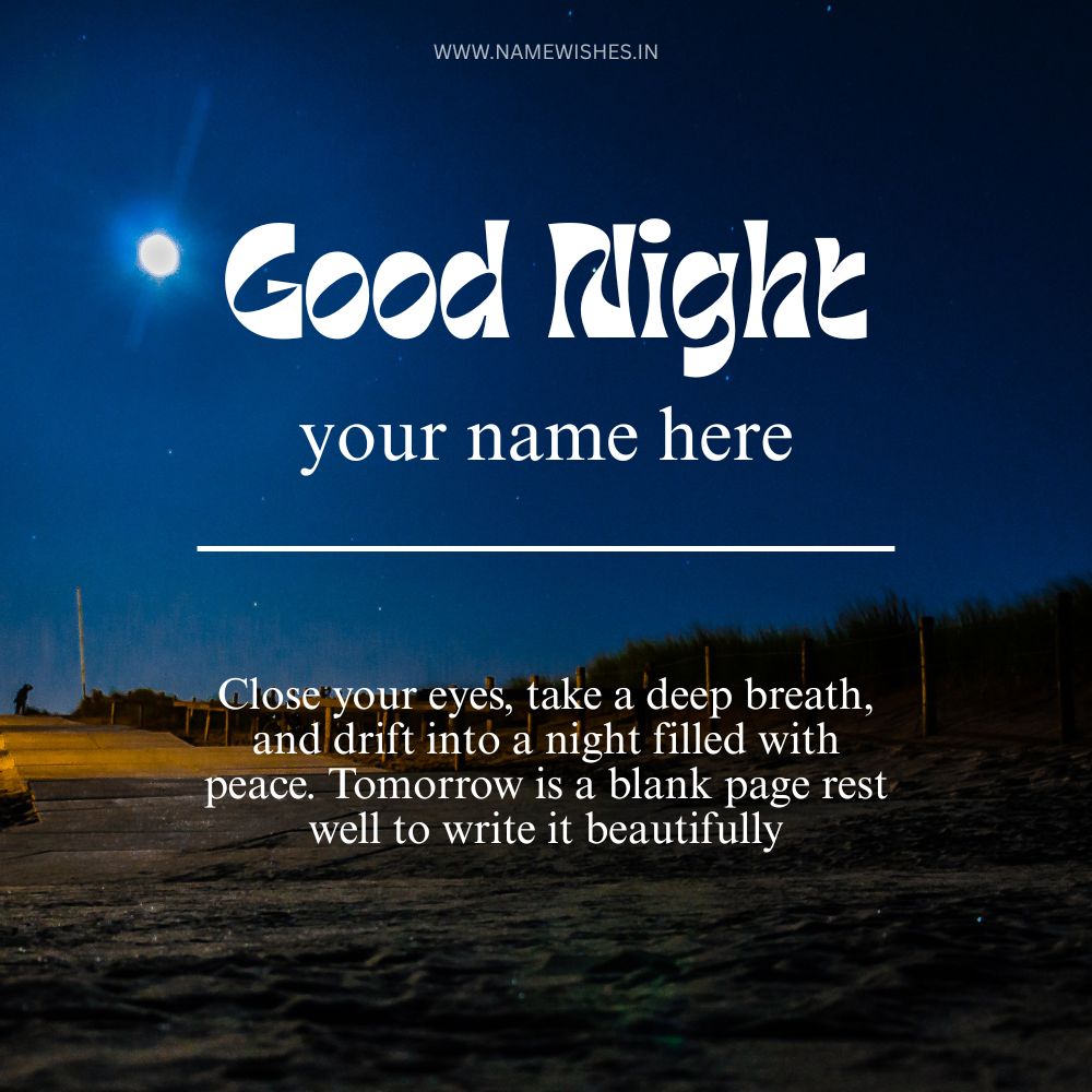 Good night Greeting Card With Your Name Free Download