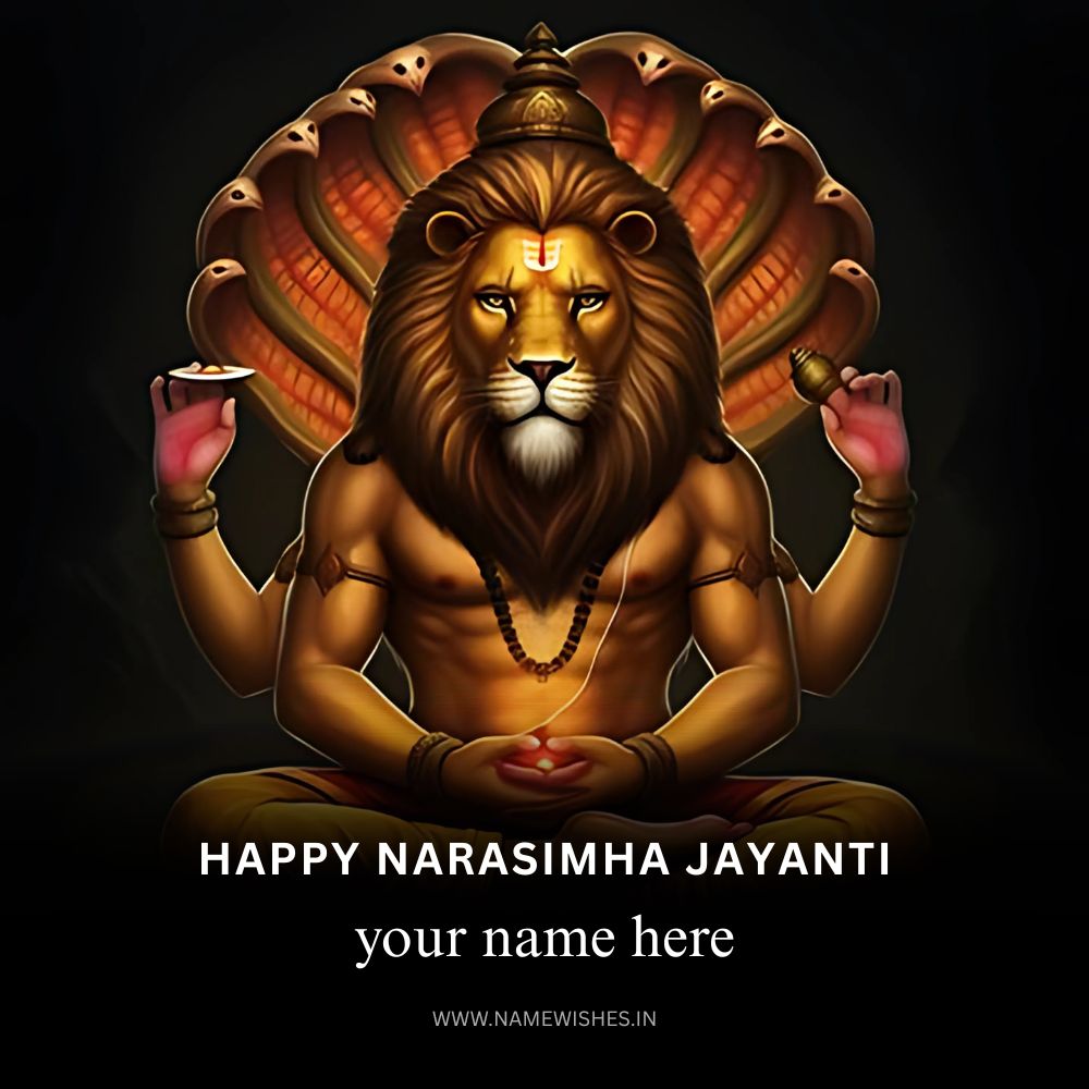 Narsimha Jayanti Wishes Card with Your Name Online