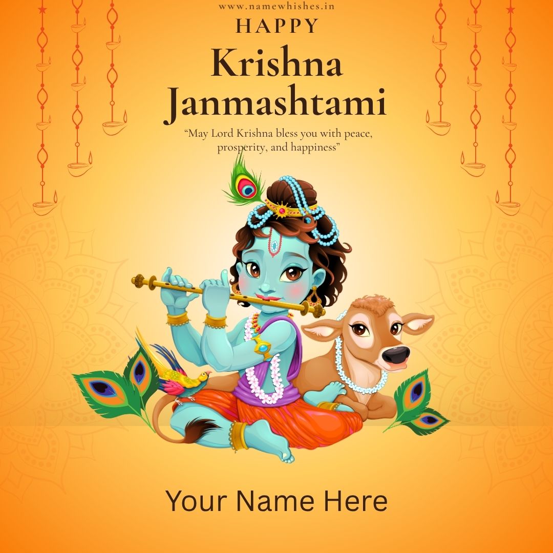 Happy Janmashtami Card with Name & Photo – Free Maker