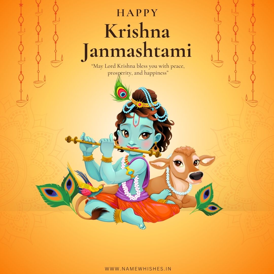 Happy Janmashtami Card with Name  – Free Maker