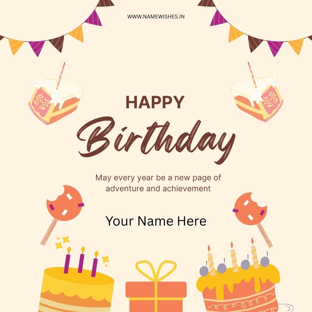 Happy Birthday Card – Personalized Wishes with Name & Photo