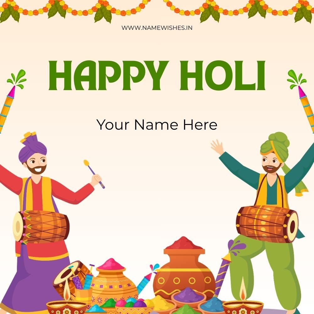 Happy Holi Greeting Card with Name Free Online