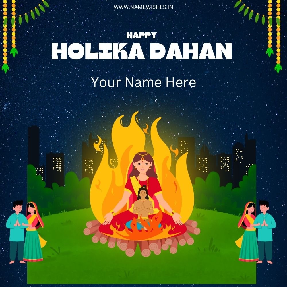 Holika Dahan Festival Card with Name Online Free