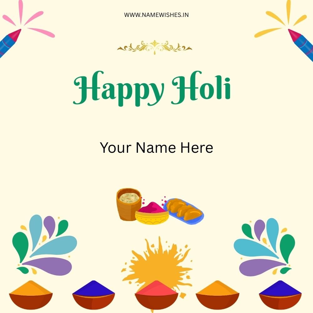 Holi Colors Card with Name – Simple Wishes Online
