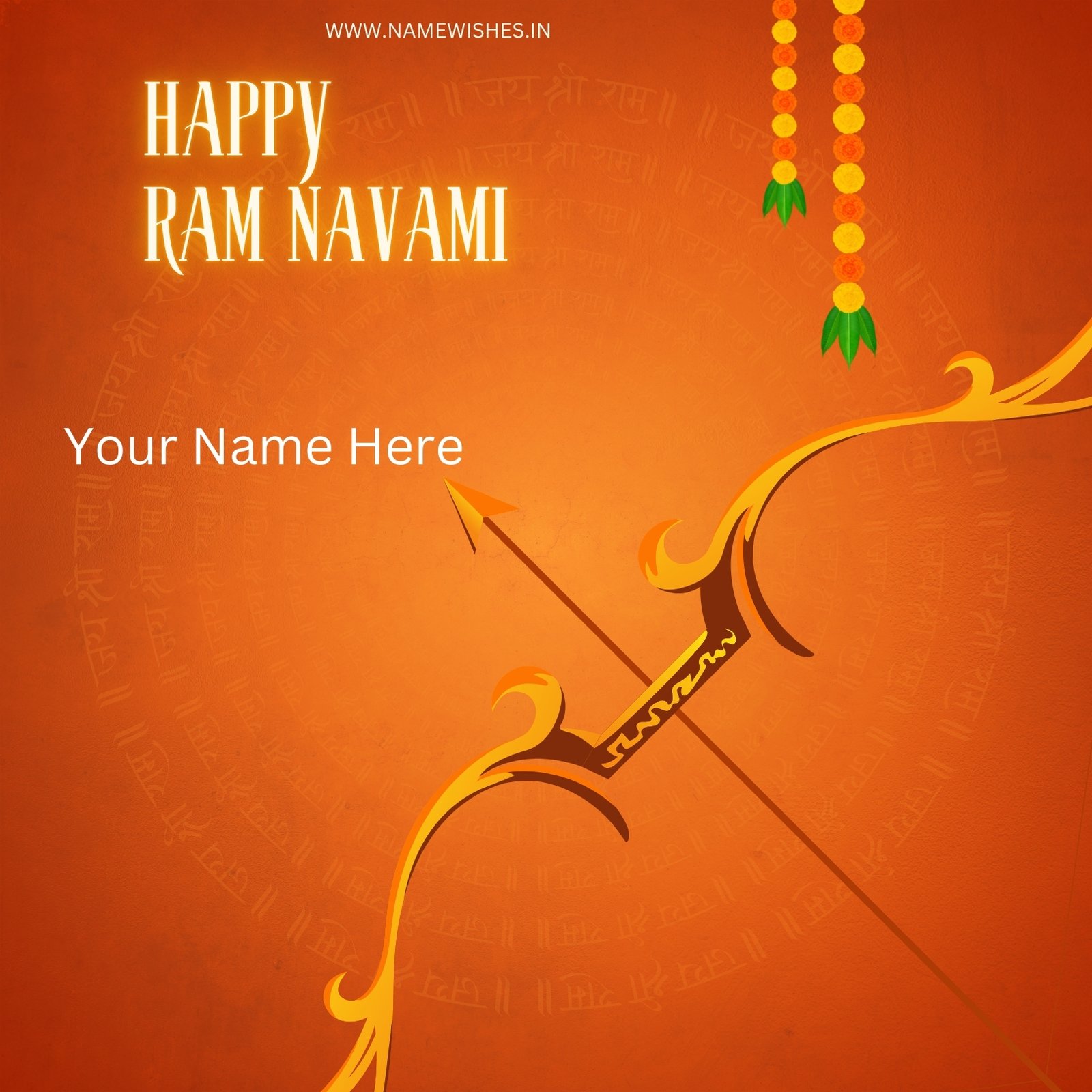 Radiant Happy Ram Navami Card with Name – Divine Festival Blessings Card